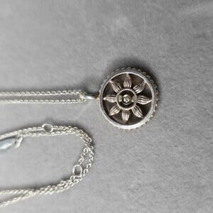 Thomas Sabo 925 585 Sun Pendant Necklace Silver and 14K Gold CZ Signed